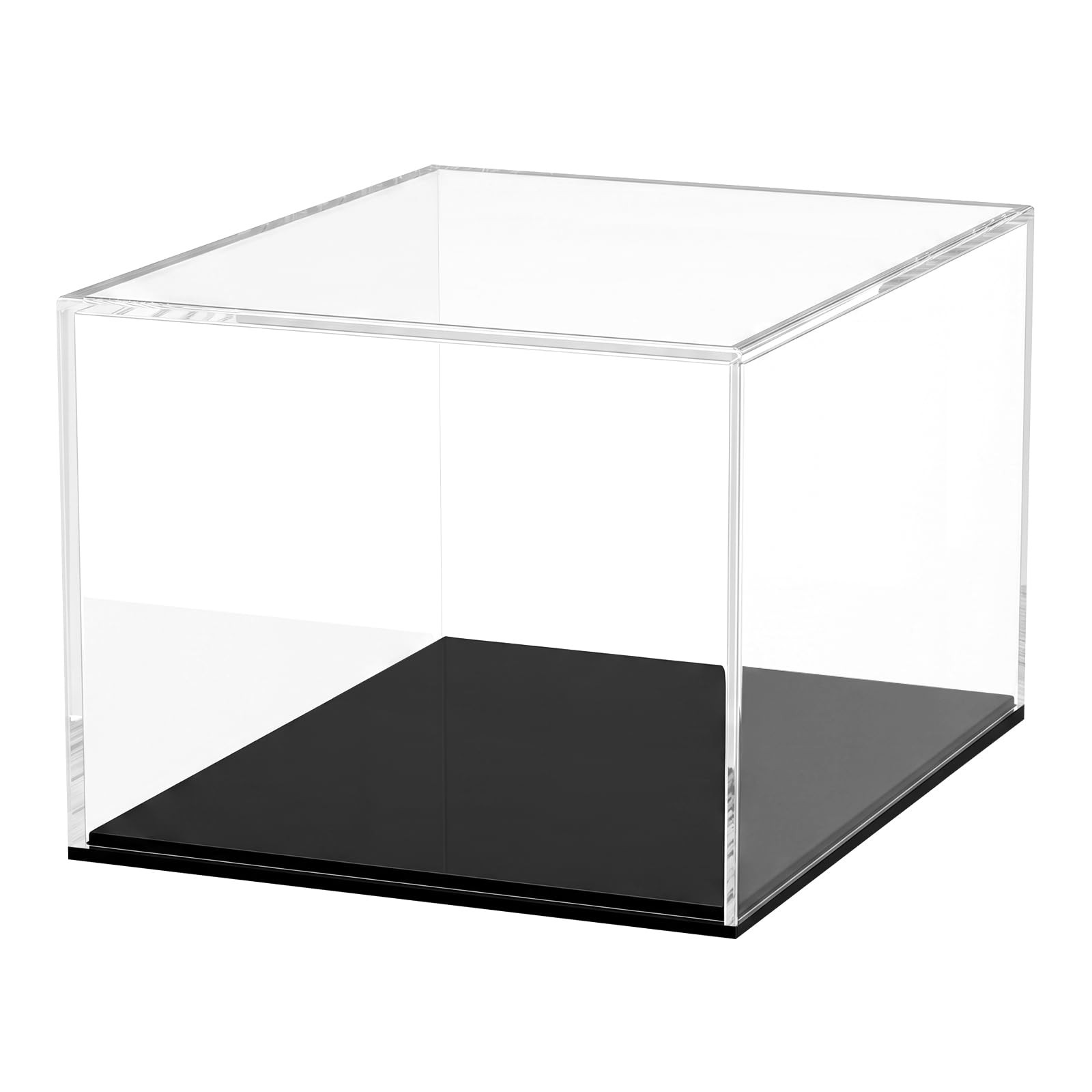 Fully Assembled Clear Acrylic Boxes with Black Base 6x6x4 Inch