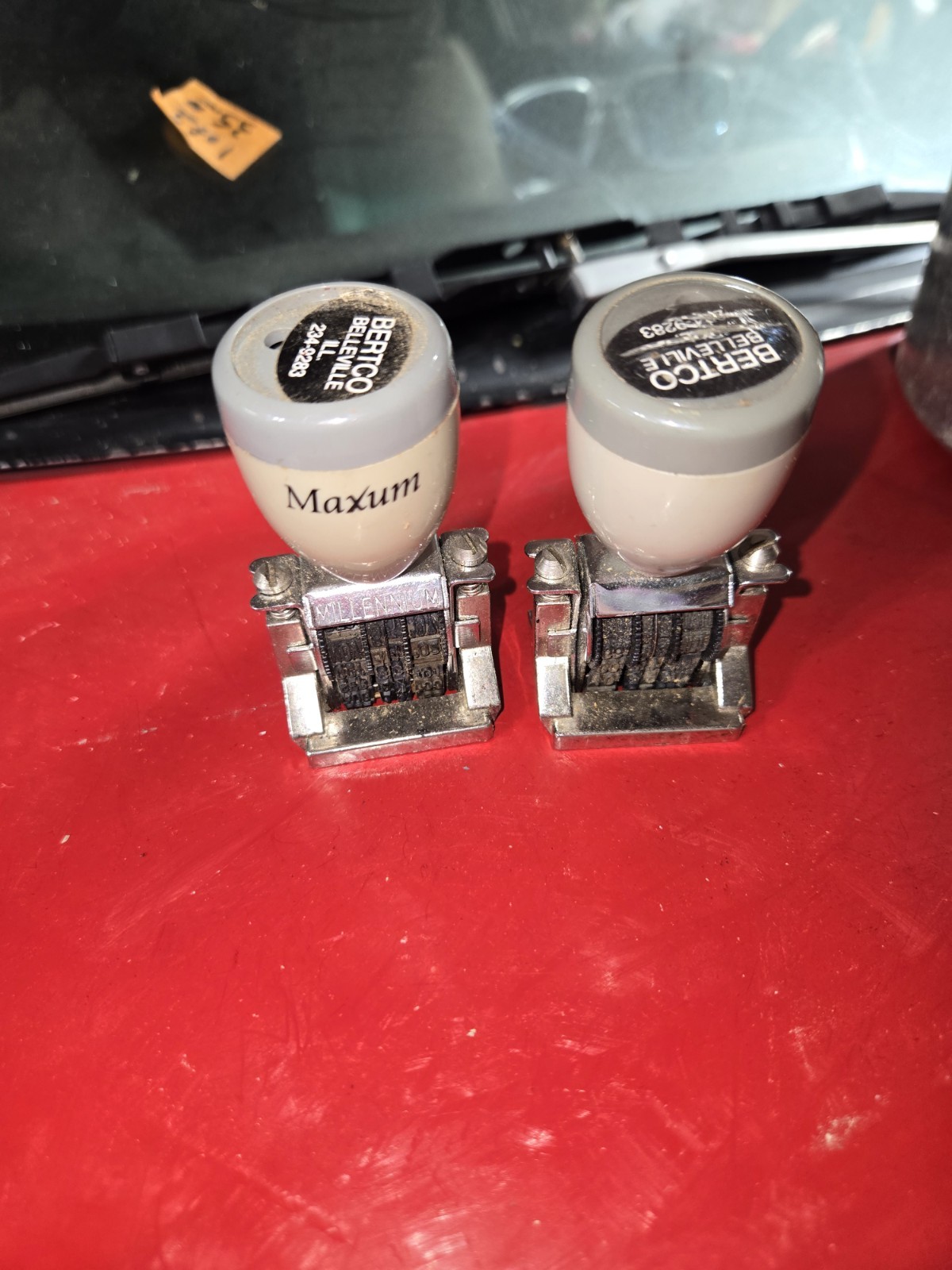 Vintage Office Stamp Numbering Machines Set of 2 Maxum