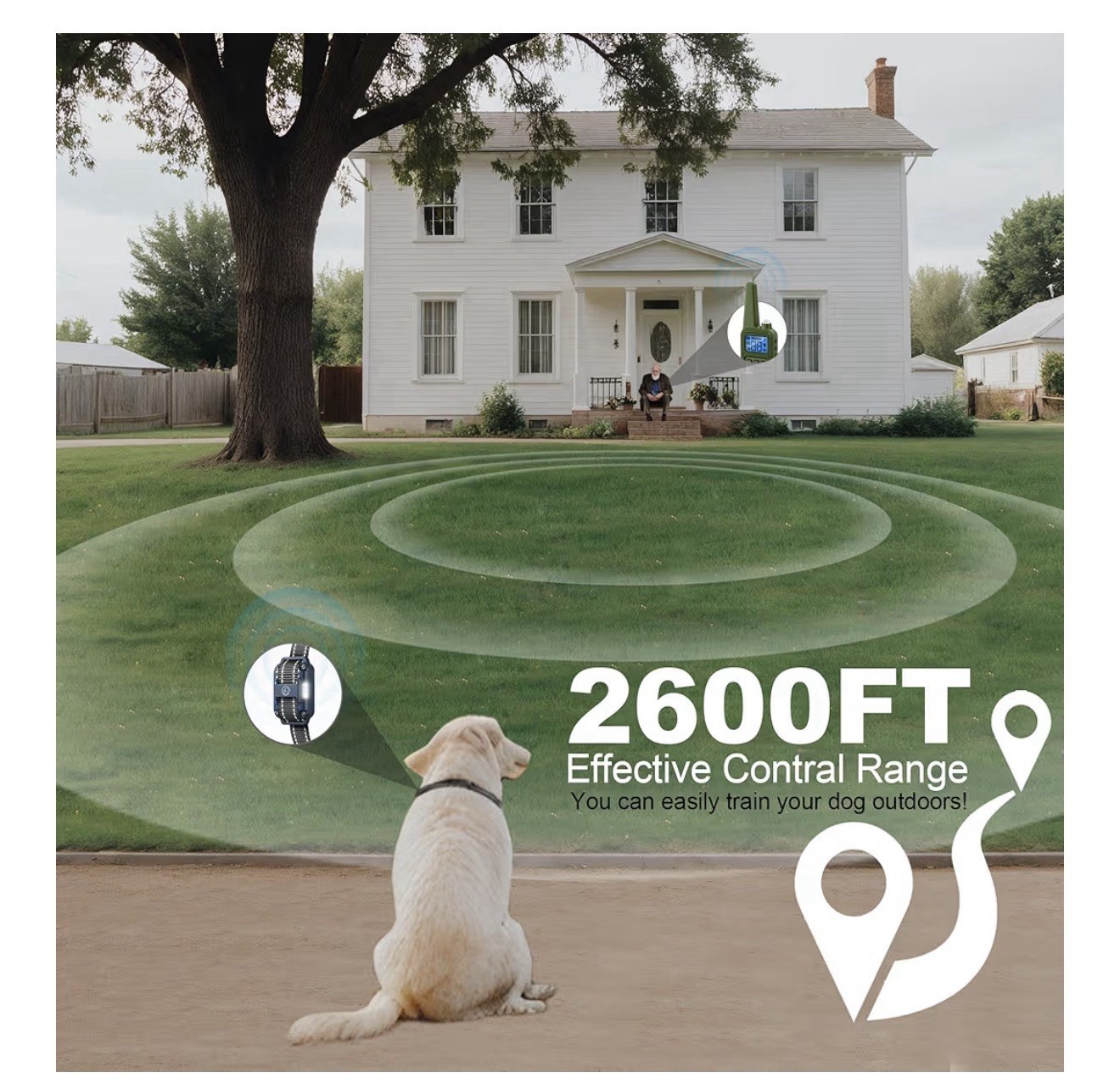 Dog Shock Training Collar 2600ft Remote Waterproof Rechargeable