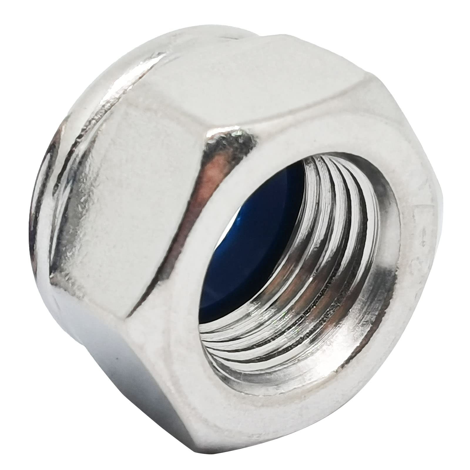 2pcs M16x1.5mm Nylon Insert Locknuts,Fine Thread Hex Nuts,304 M16x1.5, Silver