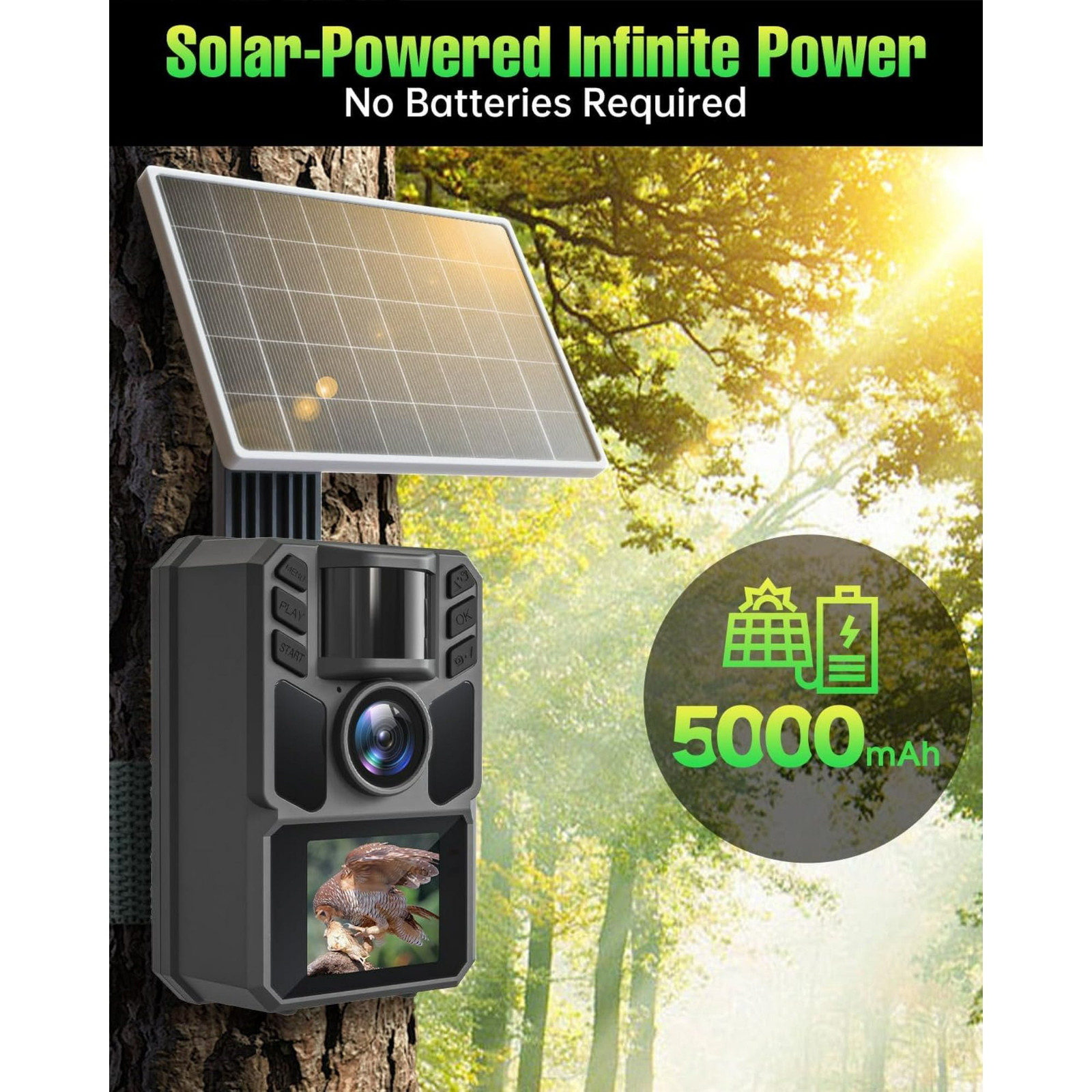 Solar Trail Camera 4K 64MP Game Camera Waterproof with 64GB Card