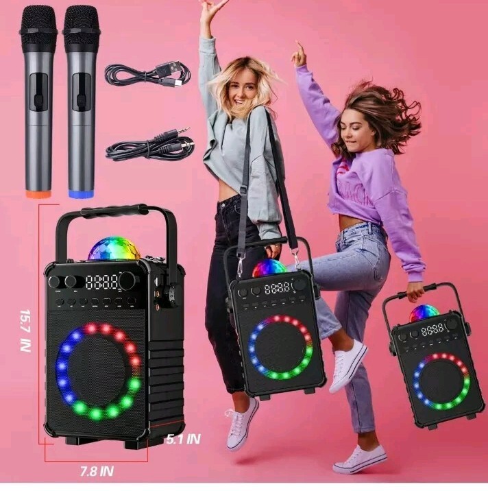 Amazmic Karaoke Machine with 2 Wireless Microphones,