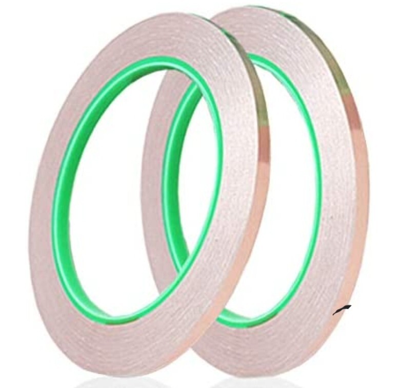 2 Rolls Copper Foil Tape 1/4 inch X 22 Yard with Conductive Adhesive for EMI
