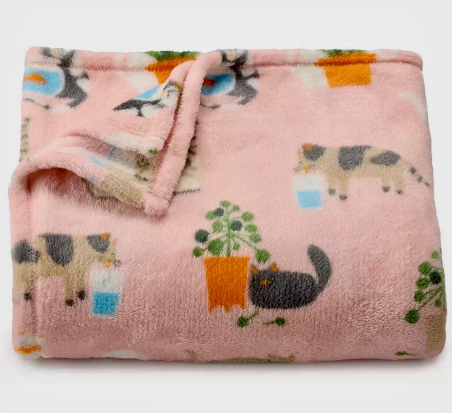 Curious CATS Soft Plush Throw Blanket 5' x 6 ft - The Big One - New