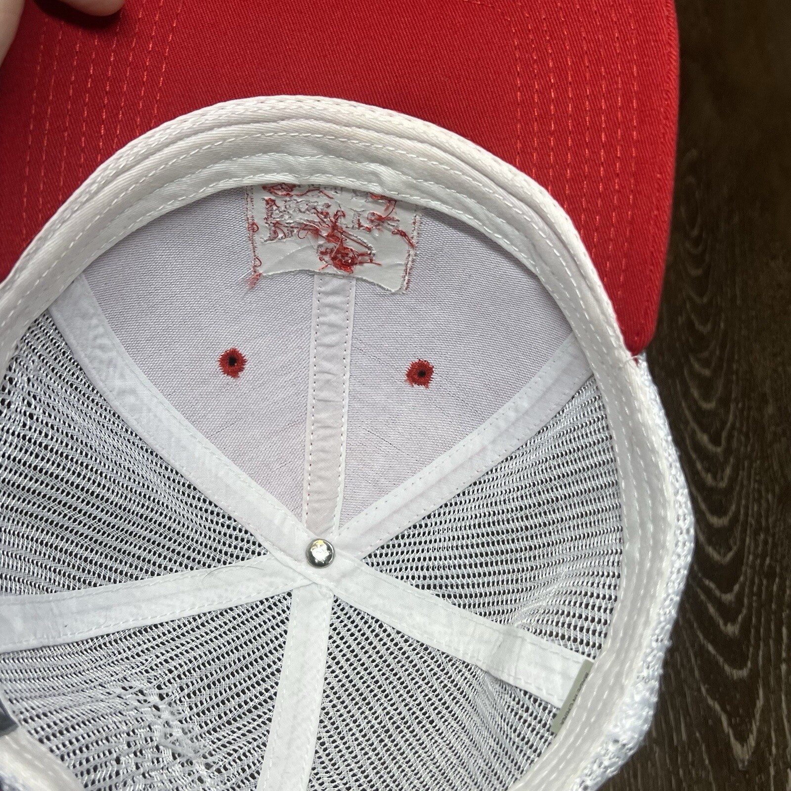 Richardson Golden Isles First Tee Snapback Hat Red White Trucker Mesh Cap