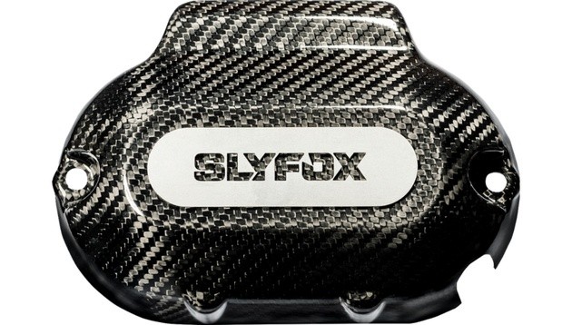 SlyFox Transmission Cover Carbon Fiber/Gloss Black #12059G Harley Davidson