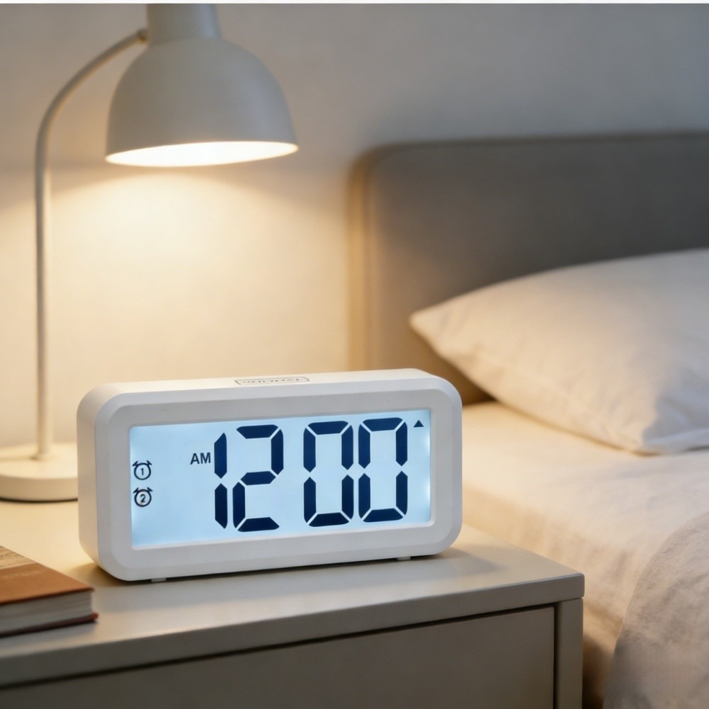 Large LCD Alarm Clock Battery Operated AAA Dual Alarms Countdown Timer