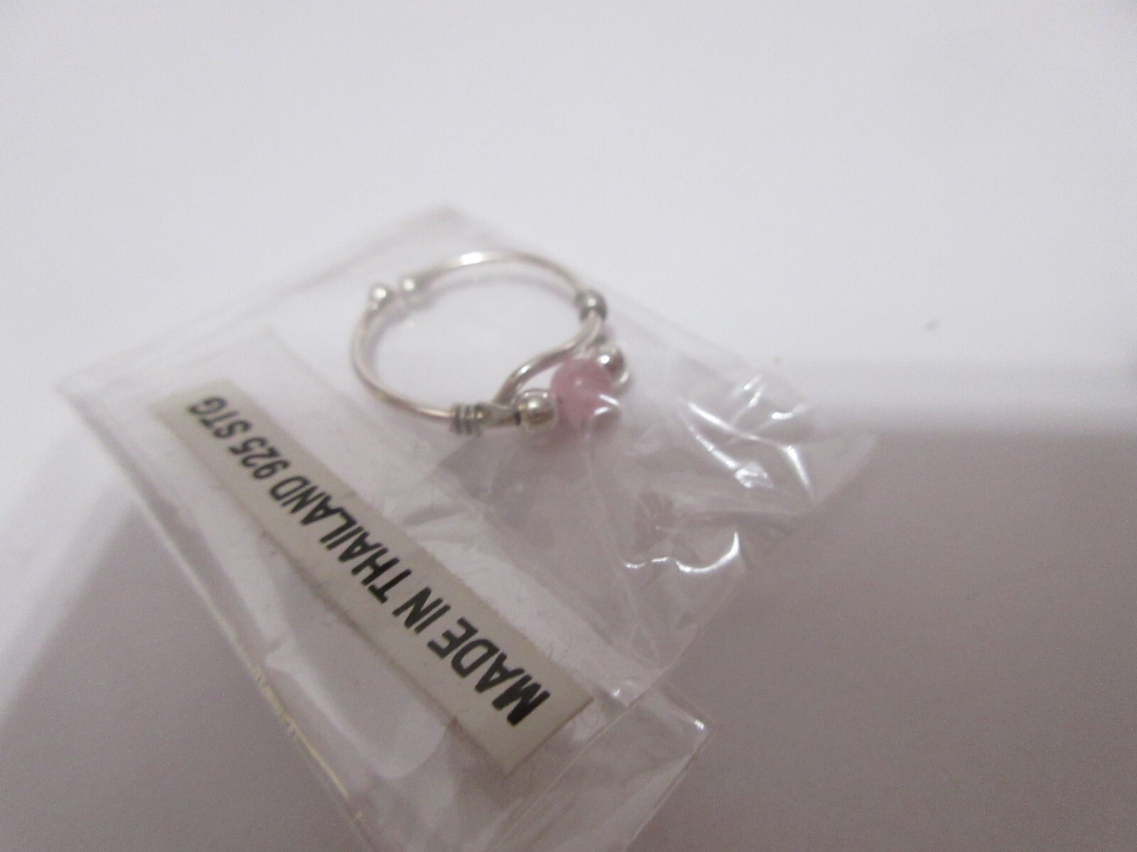 NEW 925 Sterling Silver Adjustable Round Pink Stone Toe Ring