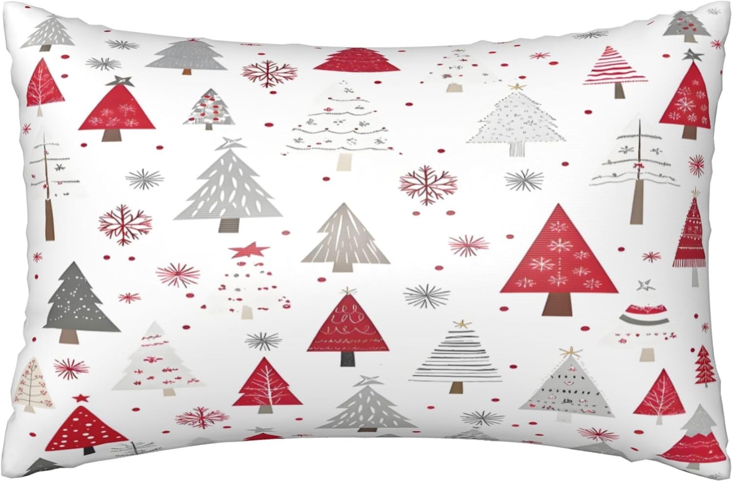 Satin Pillowcase with Zipper Queen Size Winter Tree Pillow Cover 20"x30" White