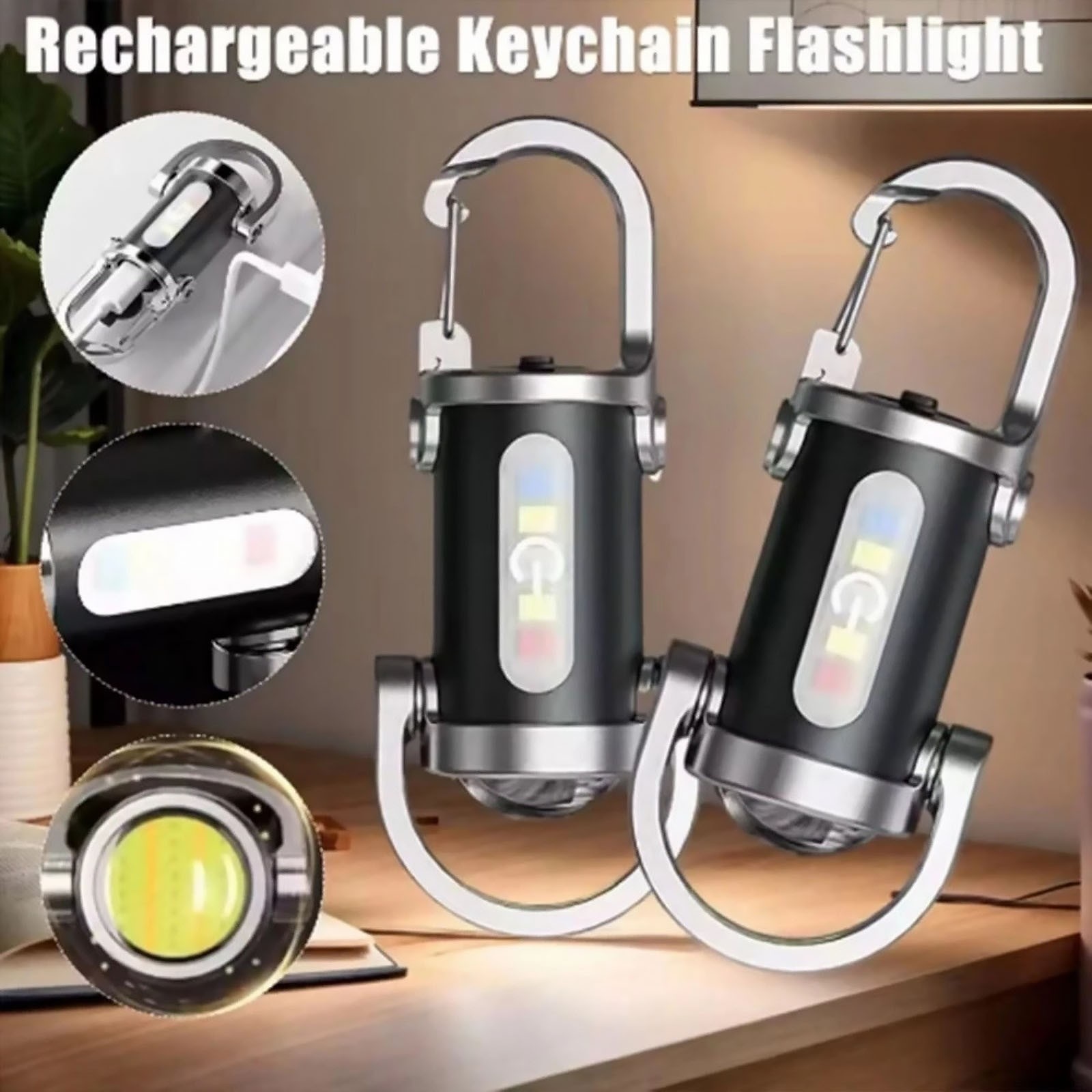 Rechargeable Keychain Flashlight Impact-Resistant, Compact Light for Outdoor