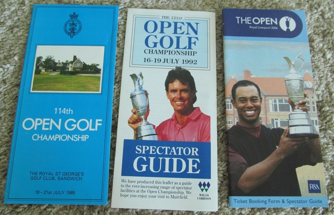 3 BRITISH OPEN SPECTATOR GUIDES-1985-1992 AND 2006