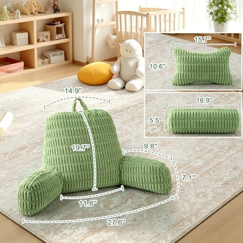 Reading Pillow for Bed, Back Rest Bed Pillow for Sitting Standard(18inch) Green