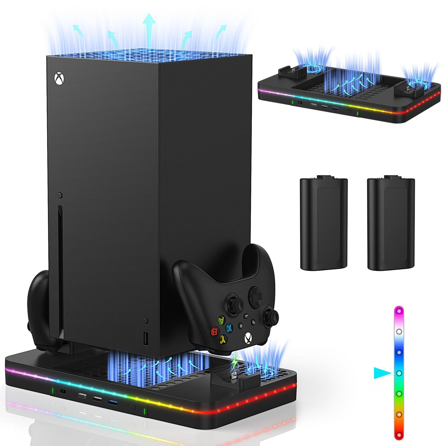 Charging Stand with Cooling Fan, Vertical Stand Compatible with Xbox Series X.