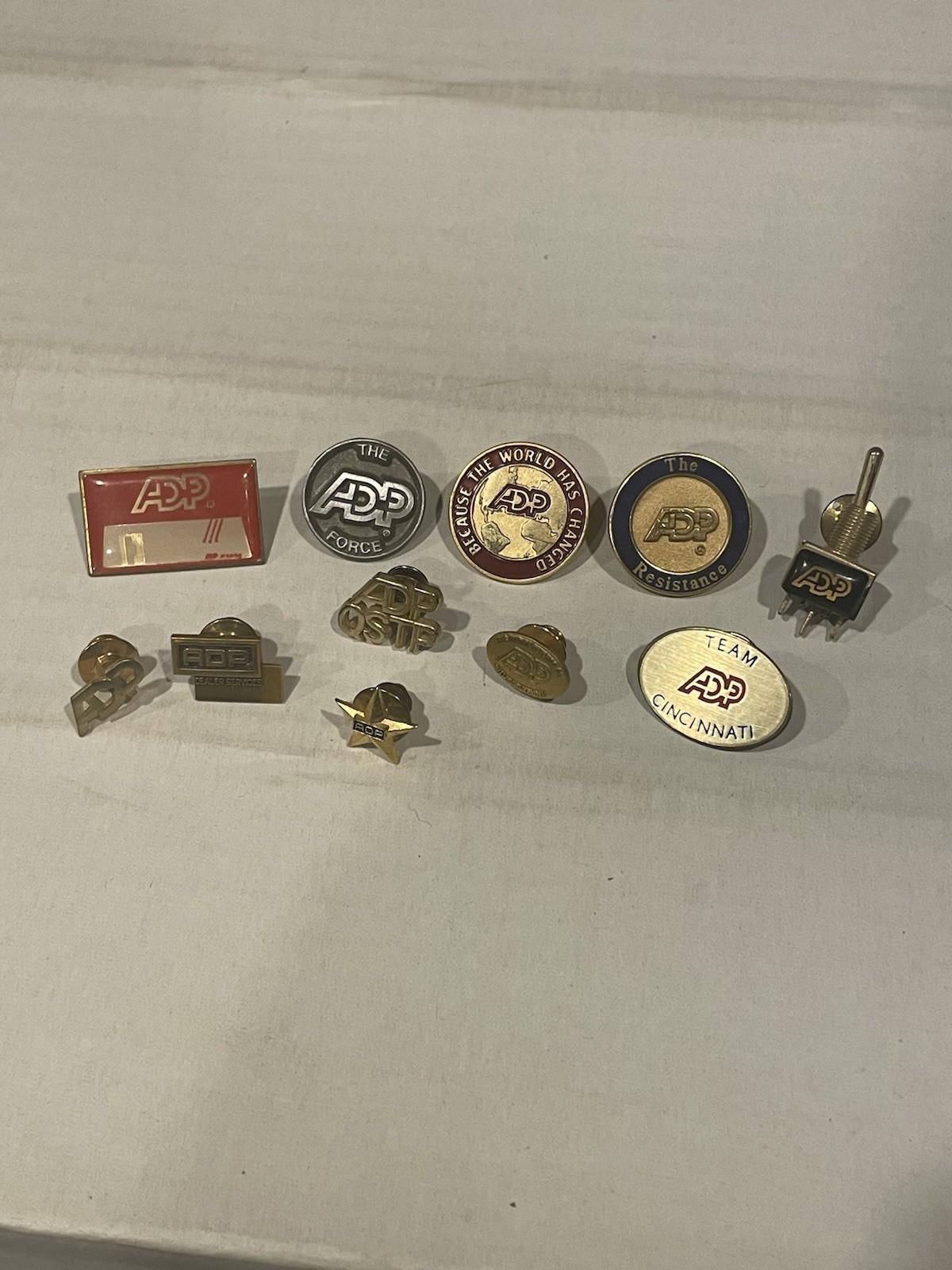 VTG ADP Employee Team Resistance Force Switch Tack Enamel Metal Lapel Pin Lot