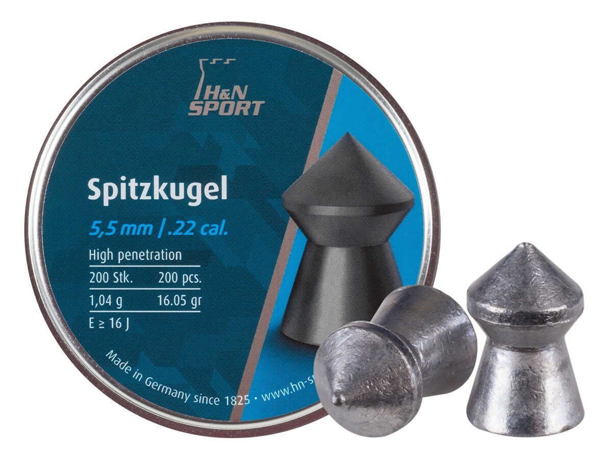 H&N Spitzkugel SPIKE 200 Count POINTED 5.5mm .22 Caliber Pellets MADE IN GERMANY