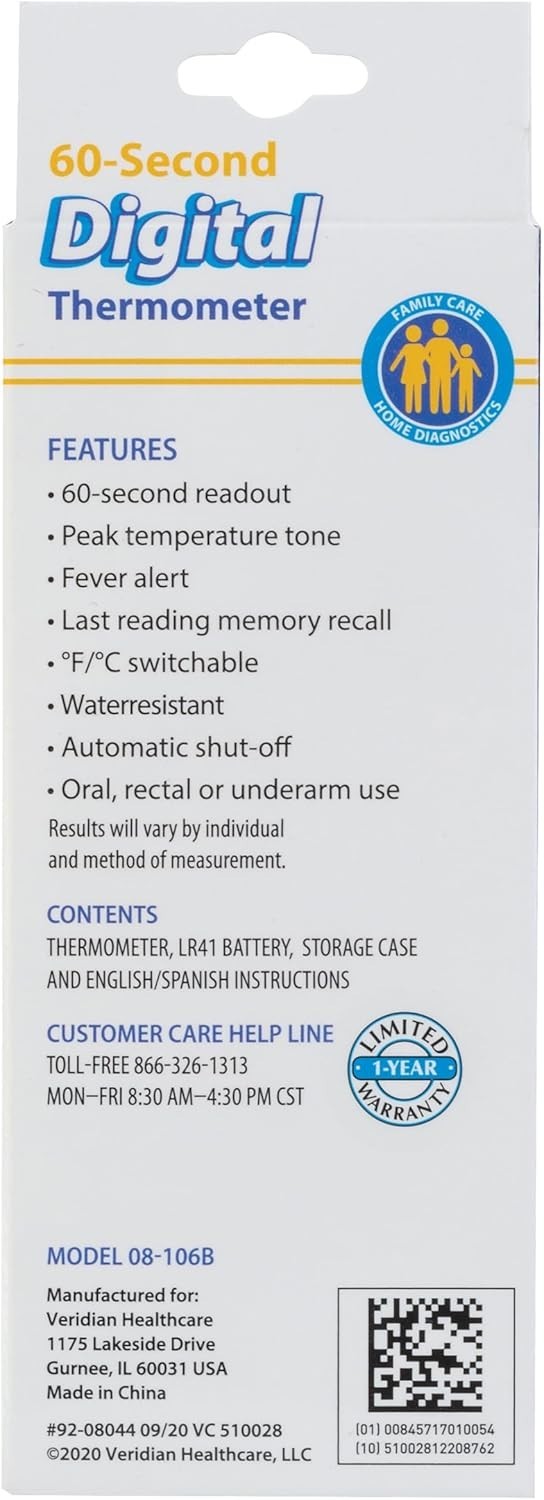 Veridian Digital Thermometer | 60-Second Readout