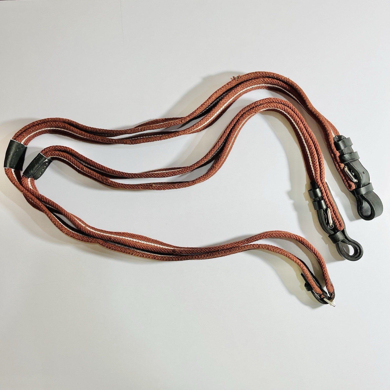 Cotton Braided 8 ft Flat Split Reins with leather  Ends, Western & English Tack