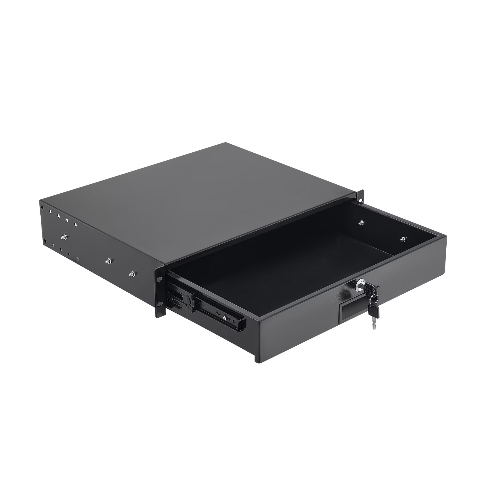 2U Rack Mount Drawer, 50 lbs Load Capacity, Lockable Server Cabinet Drawer with