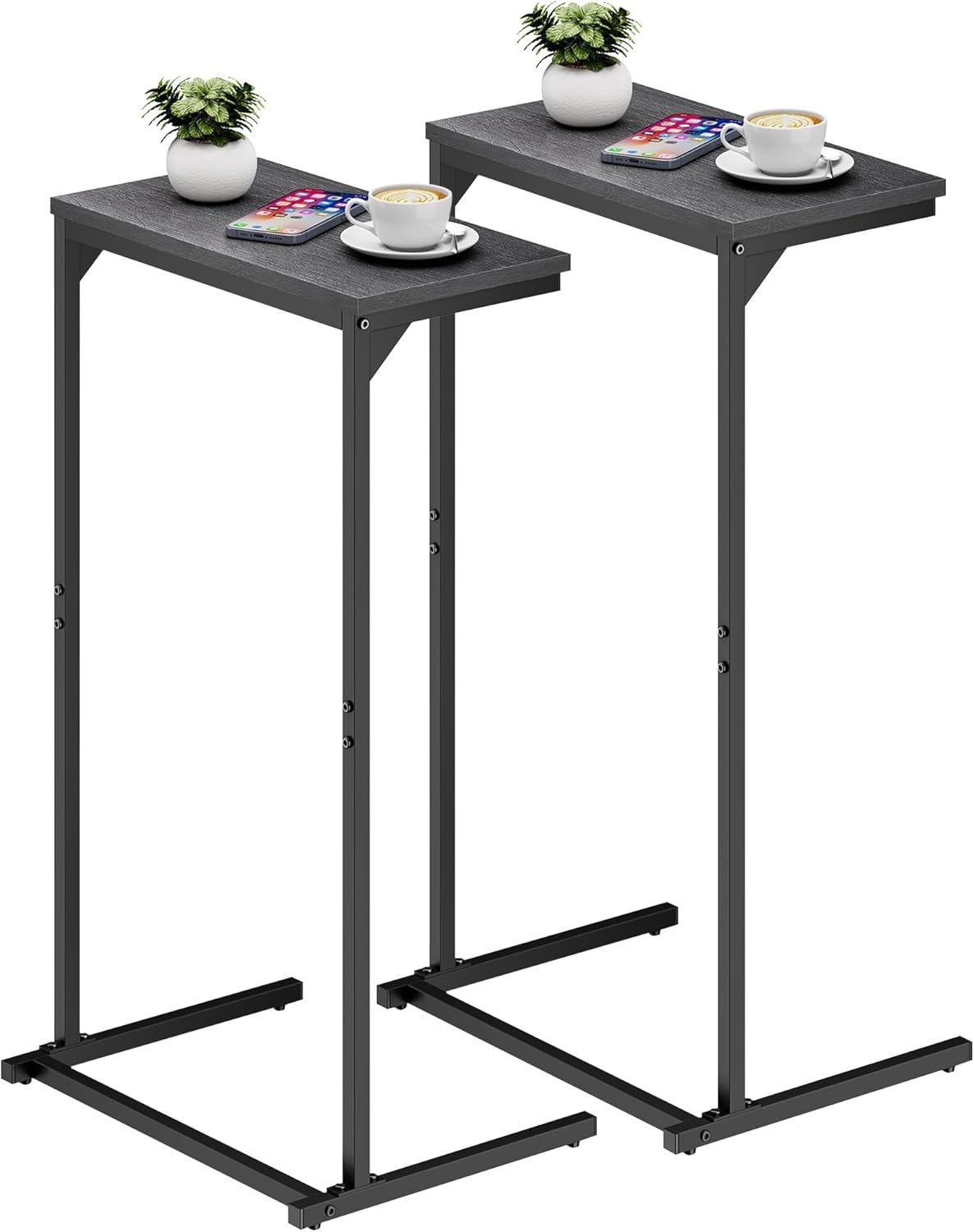 C Shaped End Table Small Side Table Set of 2 28.7 in Tall Couch Table Sofa