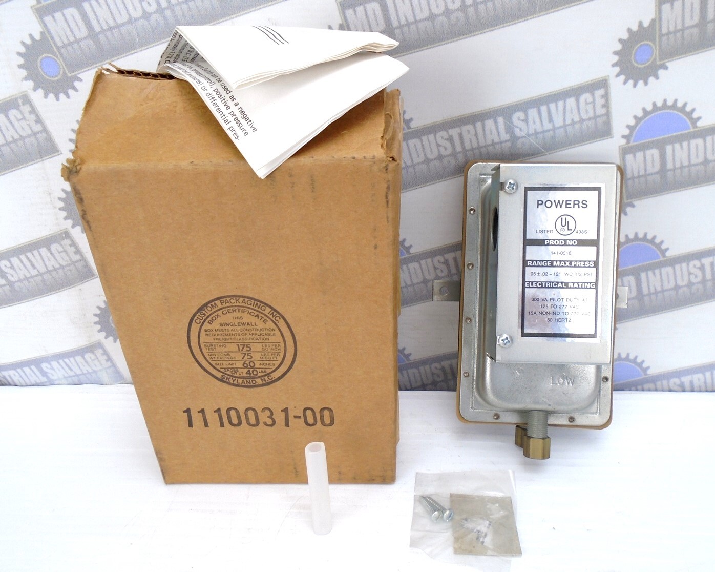 POWERS - 141-0518 - SW141 Airflow Sensing Switch - 120-277 VAC, 2-12" WC (NEW)
