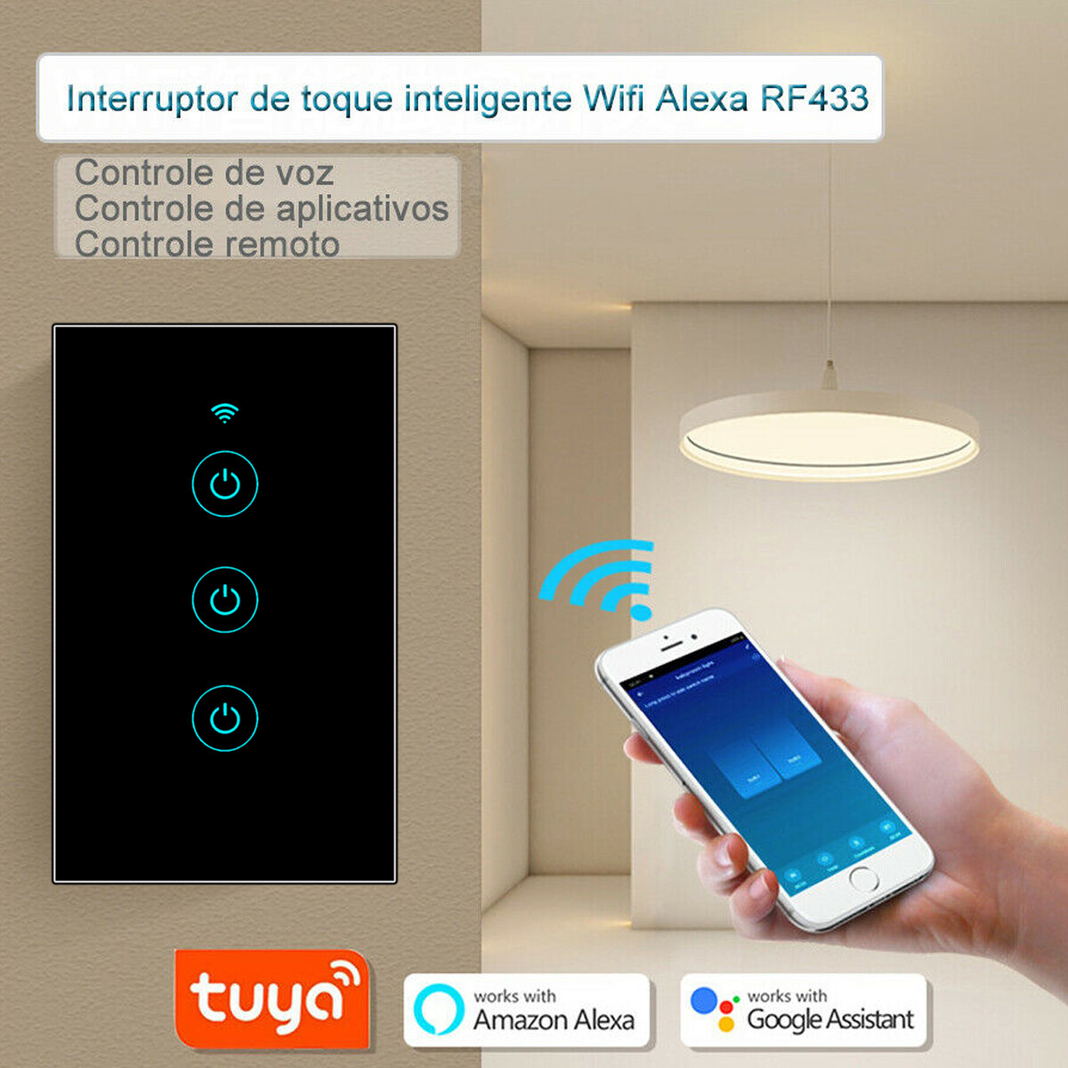 1/2/3 WiFi Smart Life Wall Touch Light Switch Glass Panel For Alexa/Google APP