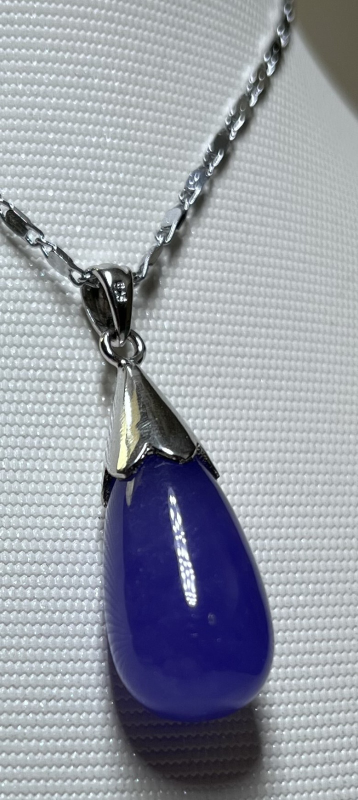 Lavender Jade drop pendant set in sterling silver