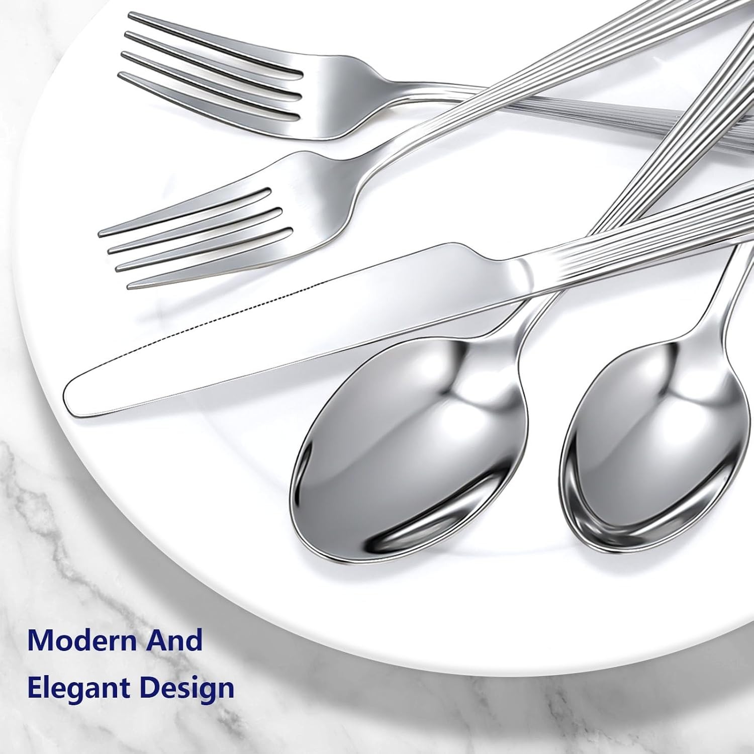 60-Piece Hammered Silverware Set for 12, Stainless Steel Flatware Set with Tree