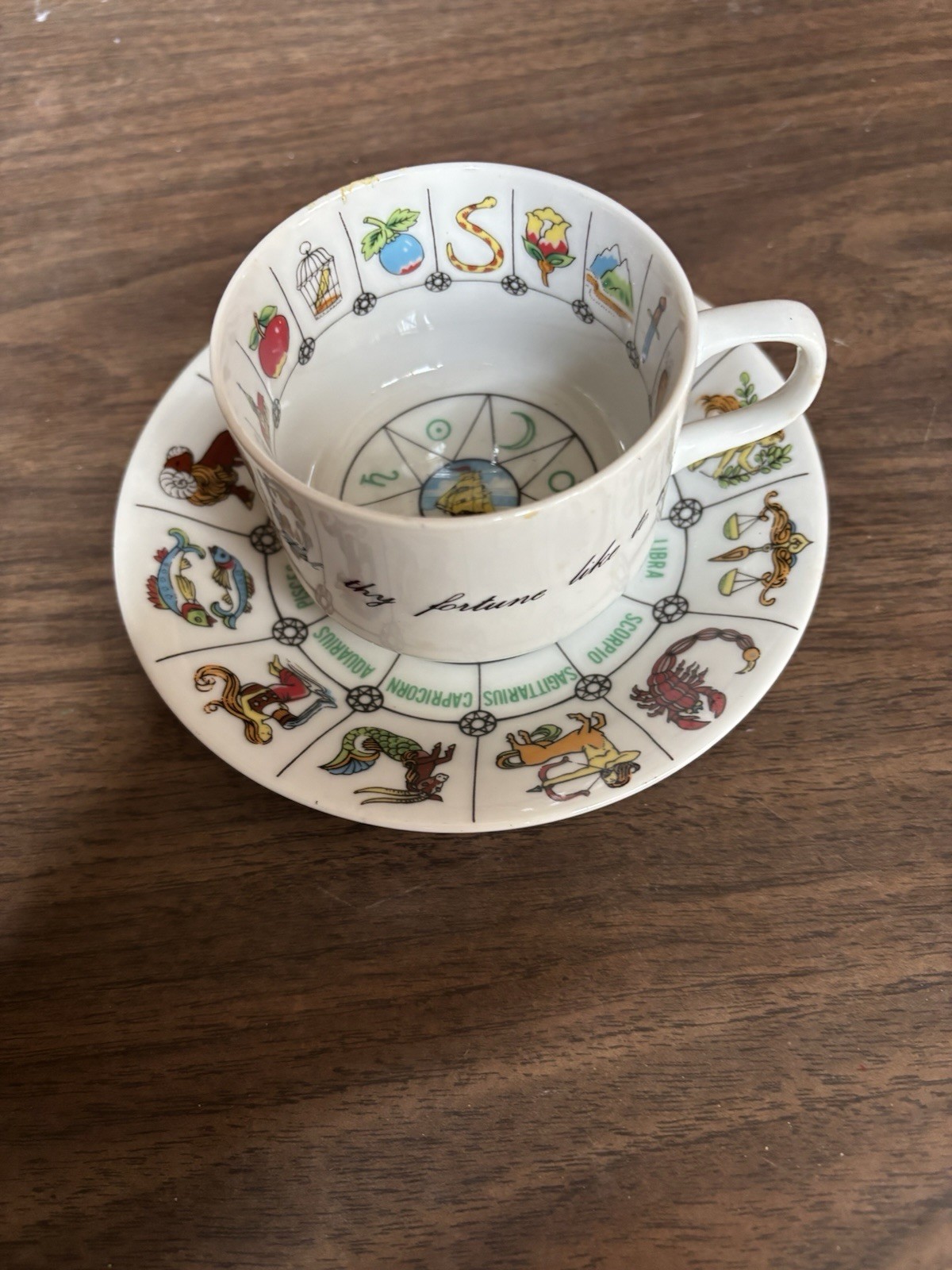 Tea Leaf Reading Cup Zodiac Symbols - Cup + Saucer