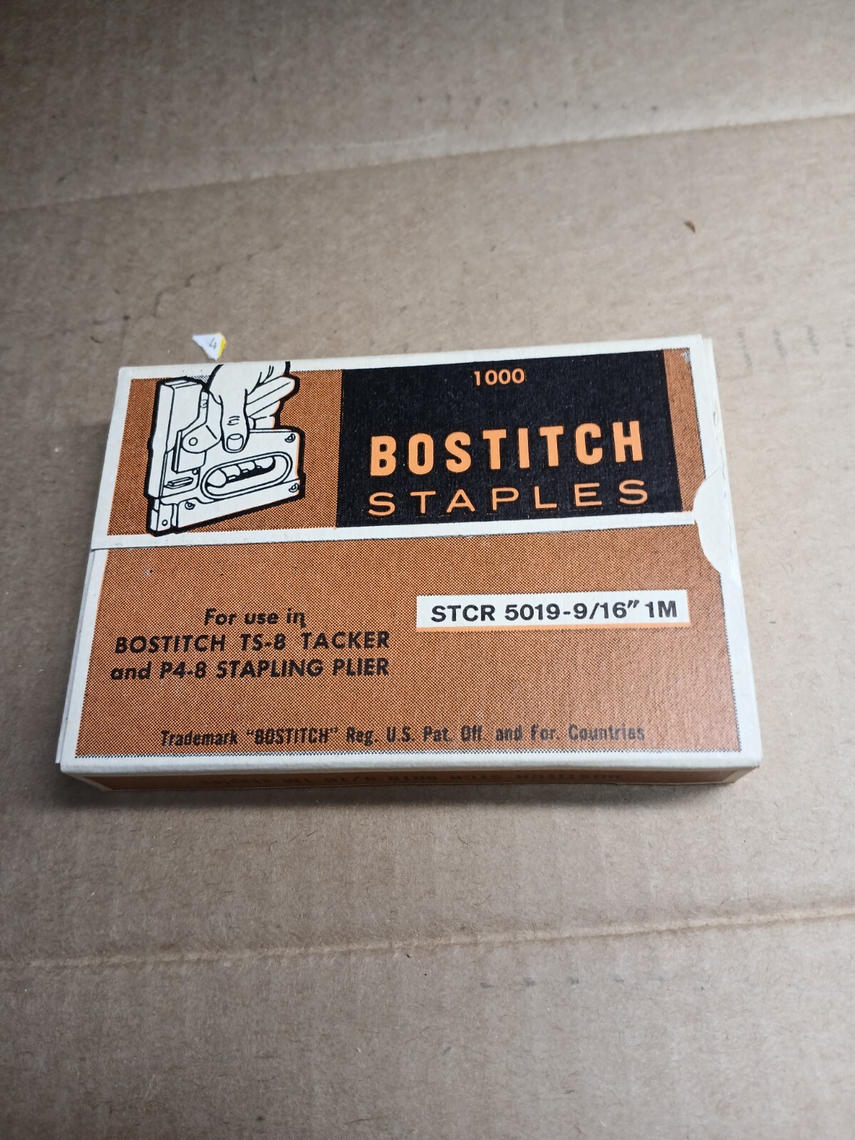 VINTAGE Bostitch STCR 5019-9/16" 1M Staples 1000/Box USA Made TS-8 P4-8  #4-59