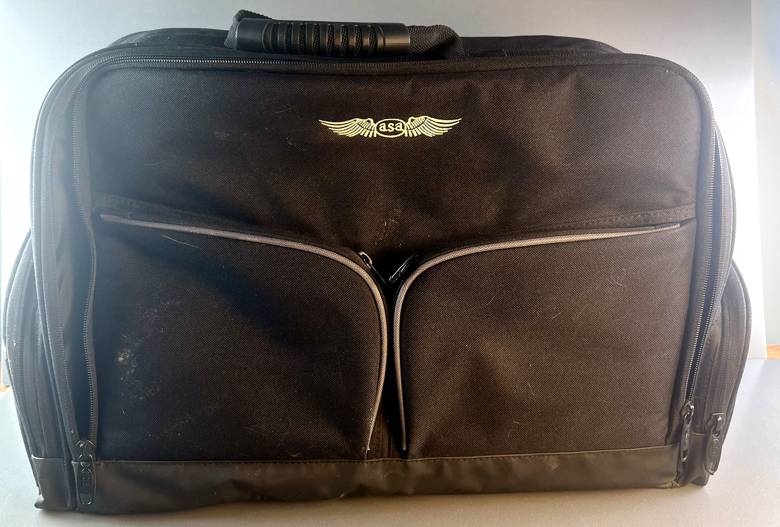 ASA BAG  Black AirClassics Durable Zipper Pilot Flight Bag Multicompartment