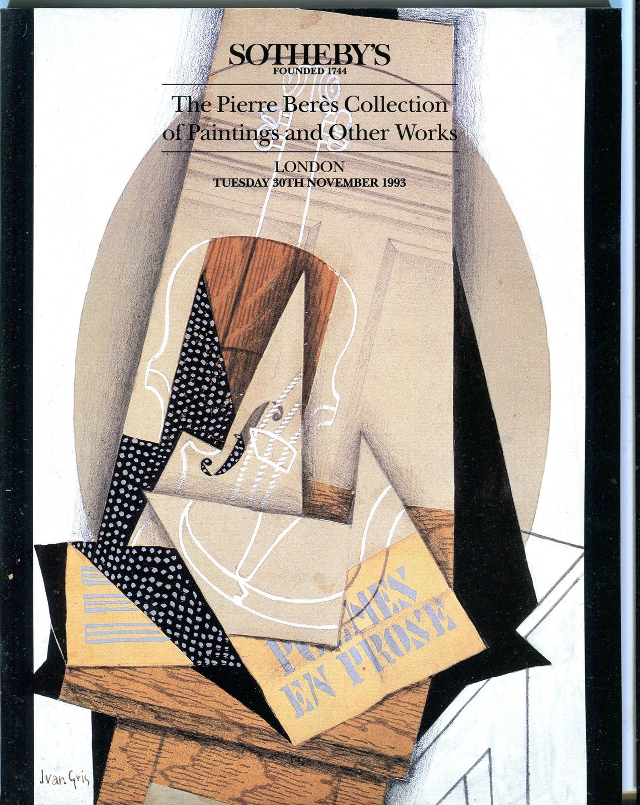 Sothebys Auction Catalog Nov 30 1993 Pierre Beres Collection of Paintings