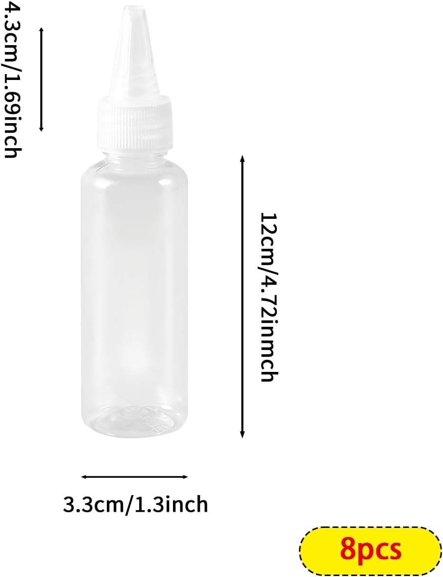 8 Pcs 60ml/2oz Clear Plastic Squeeze Bottles with Caps | Reusable Small Squeeze
