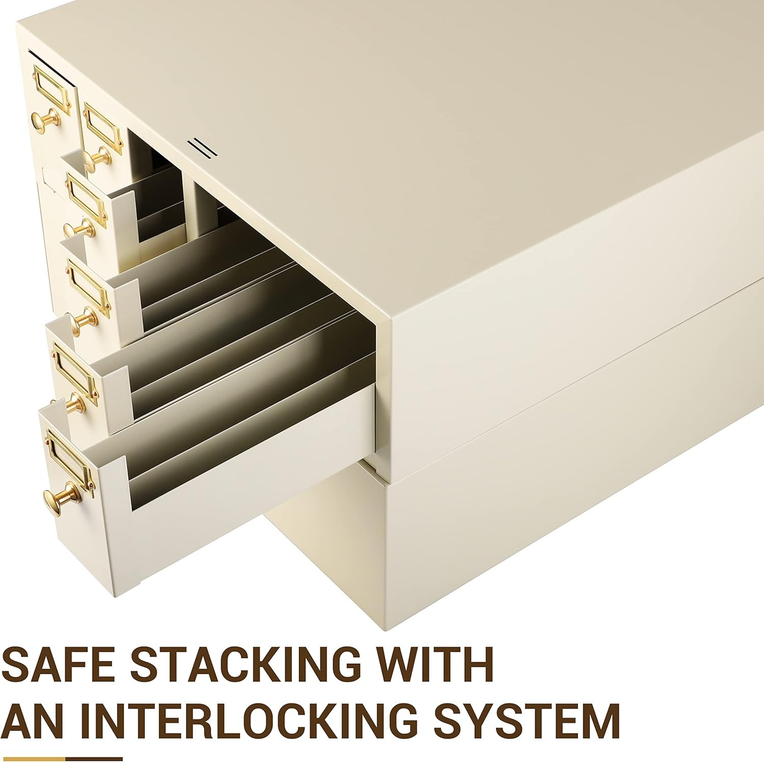 Microscope Slide Stackable Storage Cabinet, 6-Drawer, Metal, Stackable, Tan US