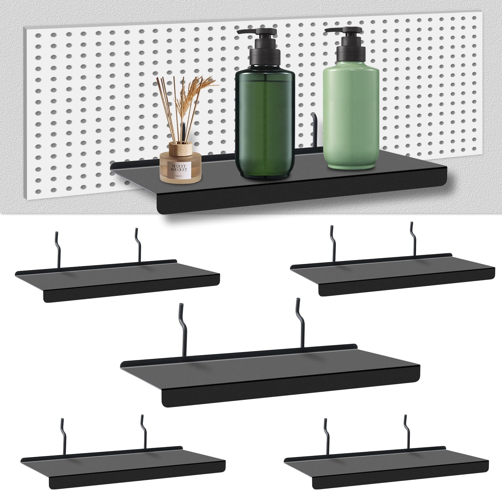 10x4.3 Inch Pegboard Shelves Set of 6, Metal Peg Board Shelves Accessories, F...
