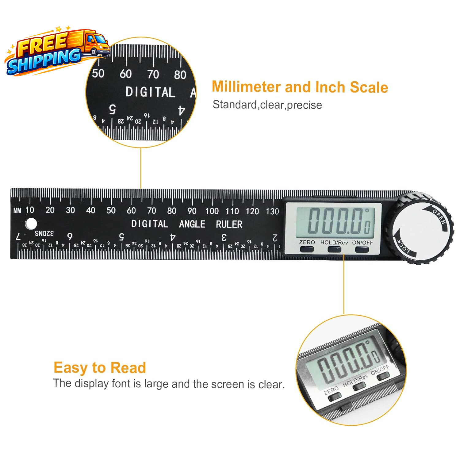 Digital Protractor Angle Finder, 7-Inch Angle Finder & Angle Measuring Tool | AB