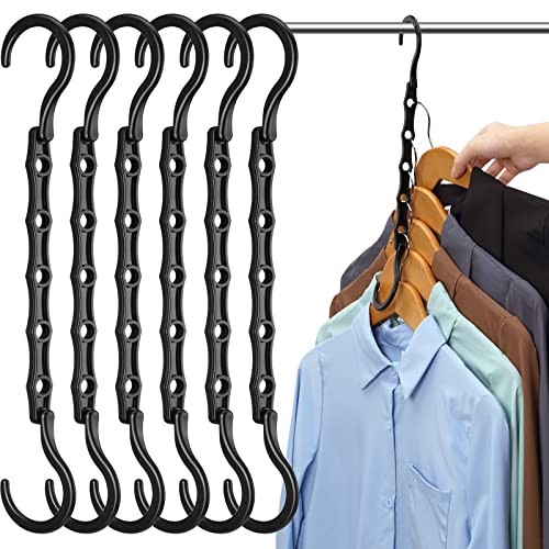 -Closet-Organizers-and-Storage, Space-Saving-Hangers | Magic 6 Pack Black