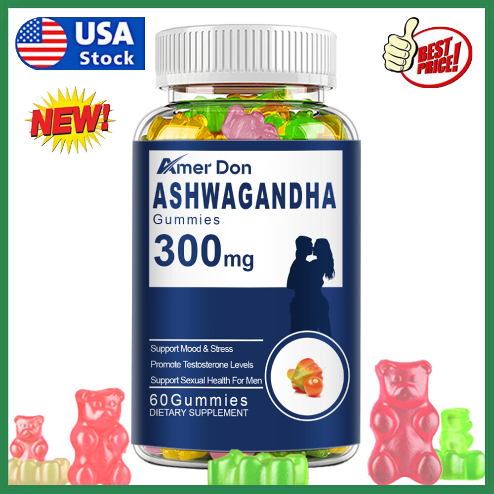 Organic Ashwagandha Gummies 300mg-60 Vegan Pills-Strong Stress Support USA