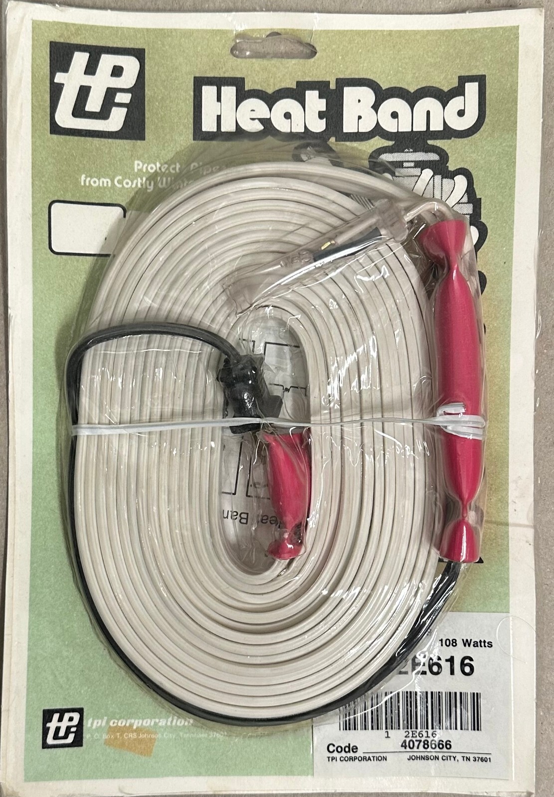 TPI Heat Band 2E616 TPTB-18 108 WATTS 18 FEET 120V HEAT TAPE PIPE HEATING BAND