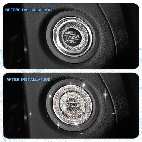 2PCS Rhinestone Push Start Button Cover Bling Car Accessories for Colorful