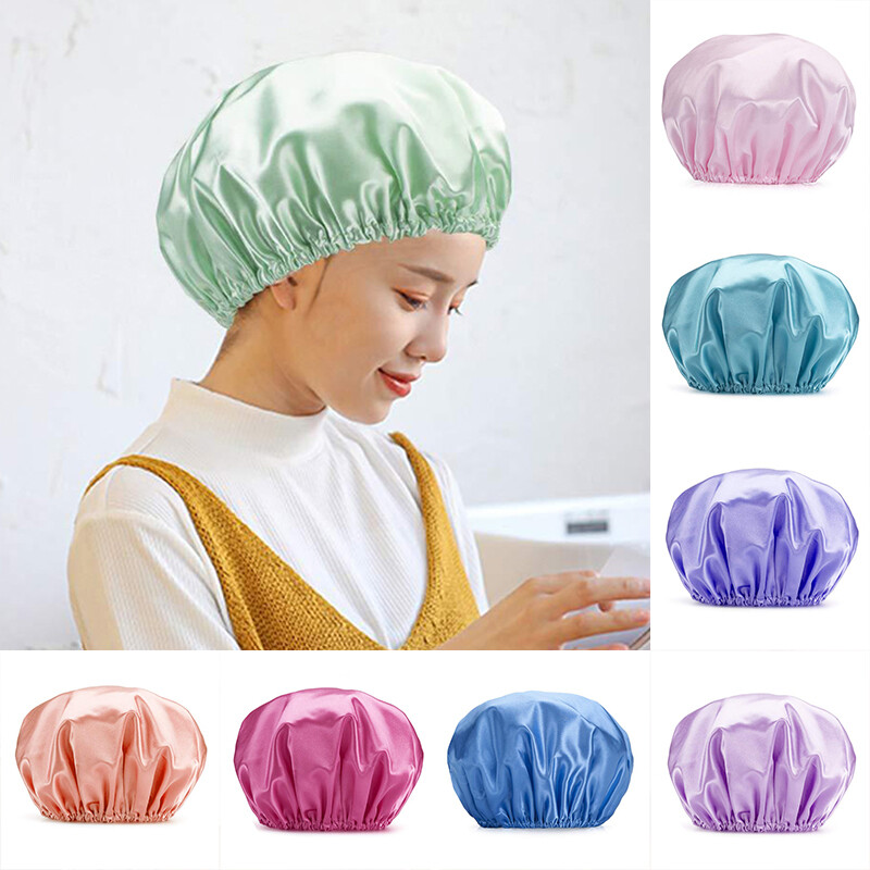 Shower Cap Women Bath Hat Hair Reusable Cover Waterproof Bathing Oil Fume Hat❥
