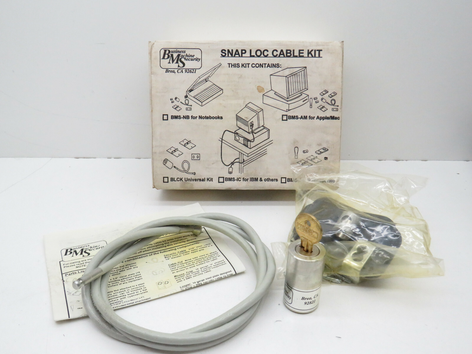 BMS SnapLoc Steel Cable Kit with Lock and Key for Securing Electronics