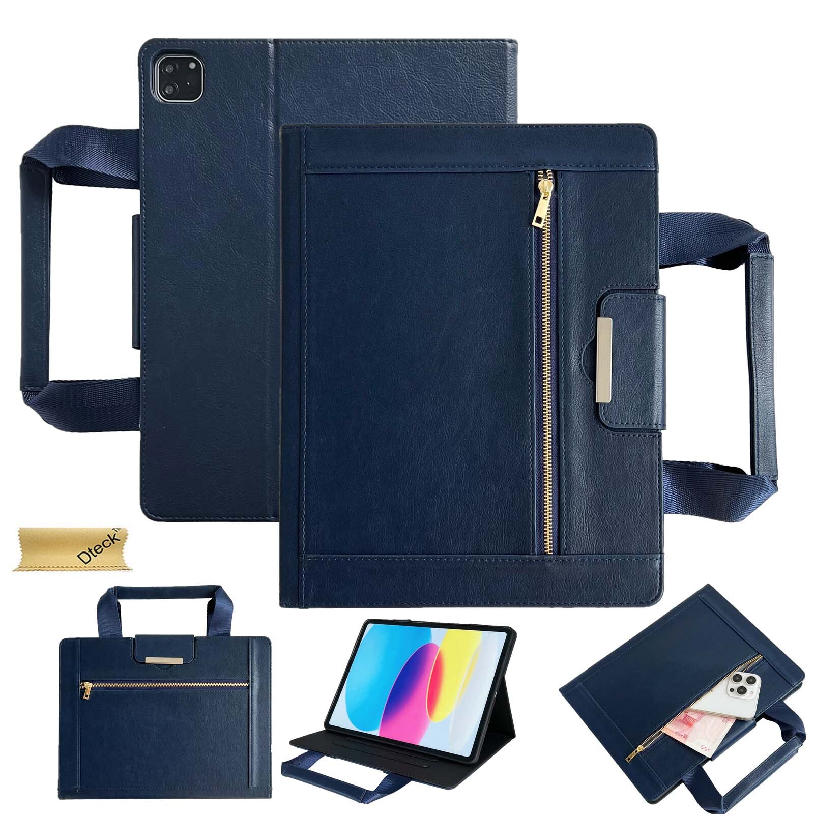 Business Handbag Case for iPad A16/Air/Pro 13" 11" 10.2" mini with Zipper Pocket