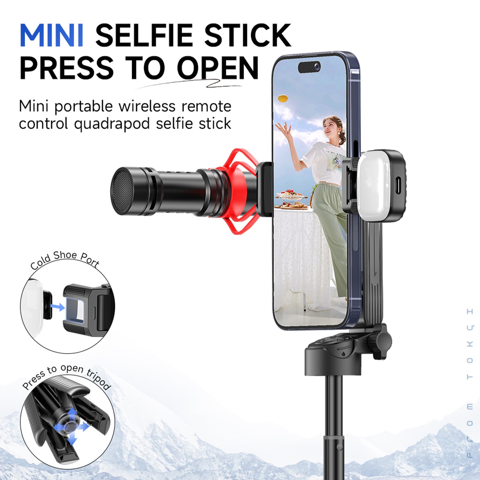 4-in-1 Portable Mini Selfie Stick Tripod w/ St Remote Control For iPhone Android