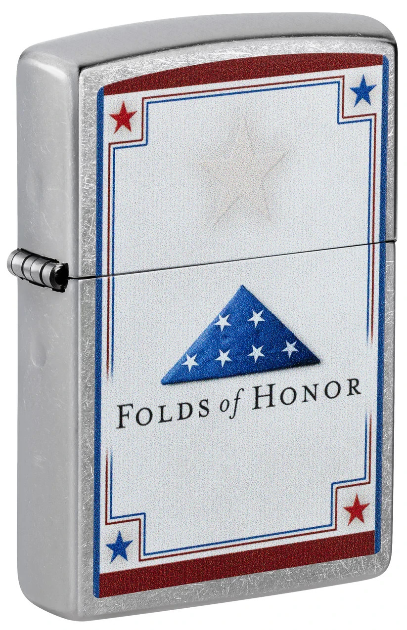 Zippo Folds of Honor Stars Design Color Image Street Chrome 46768