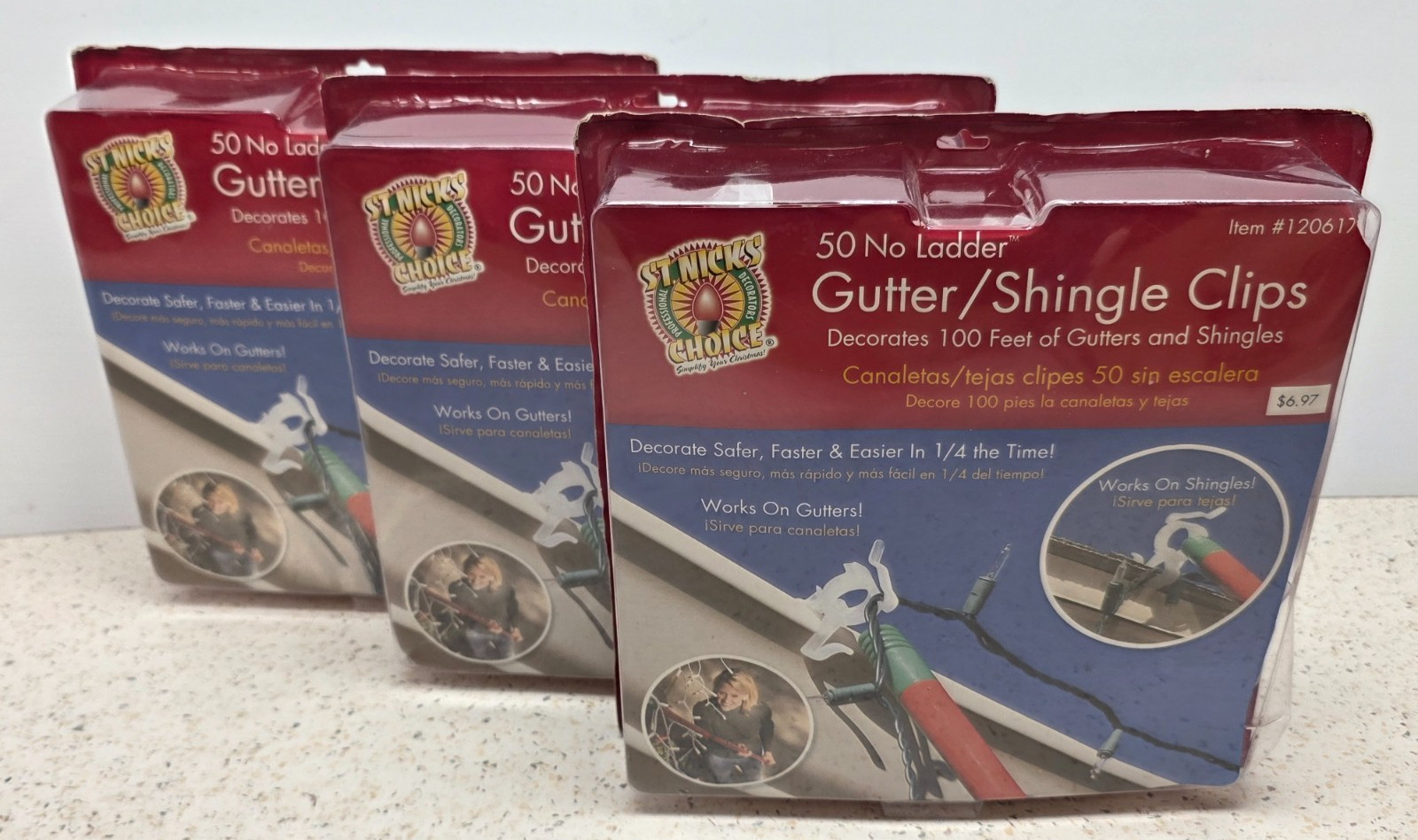 No Ladder Gutter/Shingles Clips for Christmas Lights  St Nicks Choice 150 Total