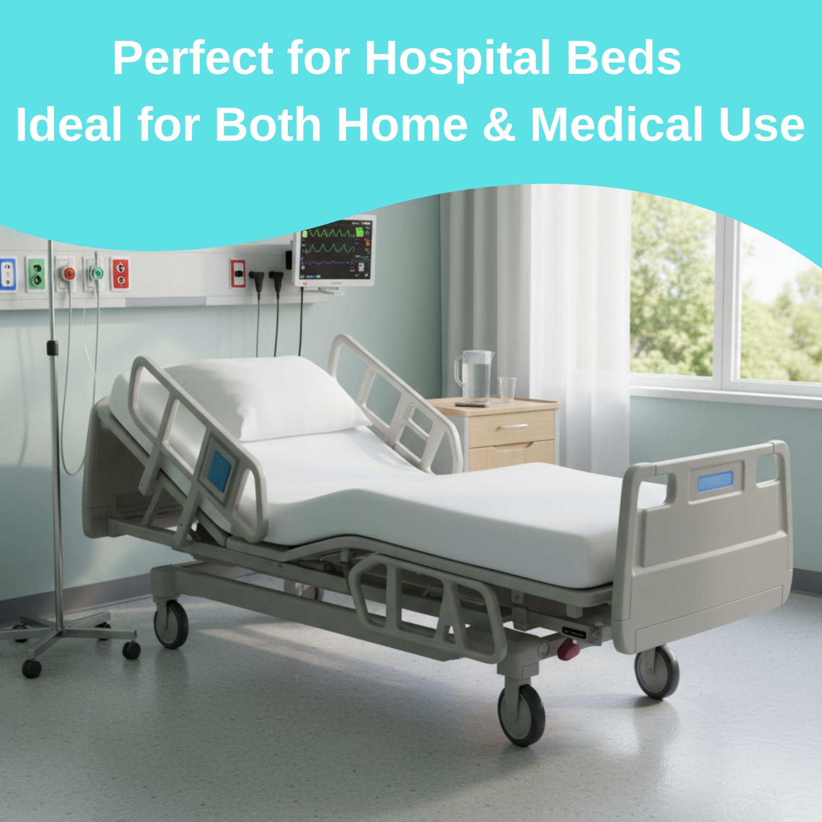 SATEEN BEDDING STORE 2 Pack Fitted Hospital Bed PACK OF 2 FITTED, White Solid