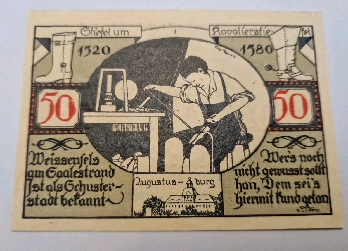 50 PFENNIG 1921 Notgeld  Excellent Condition Old BANKNOTE Germany