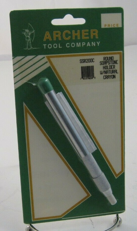 ARCHER Round Soapstone Holder with Natural Crayon  - 5" Length - SSR200C