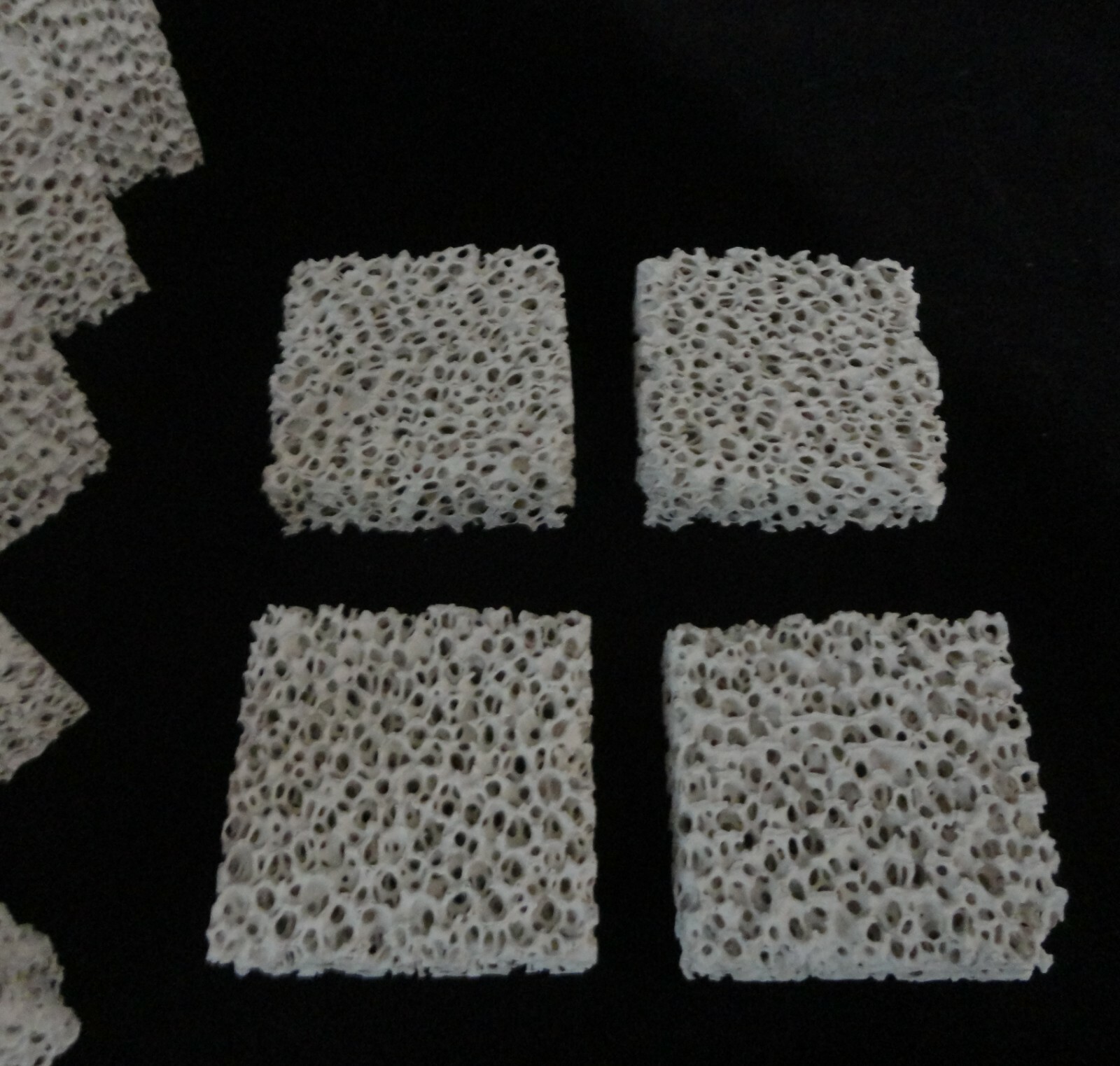 LOT OF FOUR (4) SQUARE RETICULATED CORDIERITE MOLTEN METAL FILTER BLOCKS No. 533