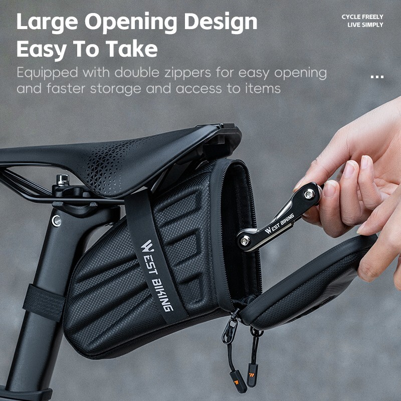 WEST BIKING Bicycle Saddle Bag EVA Carbon Pattern Hard Shell Bike Seat Tail Bag